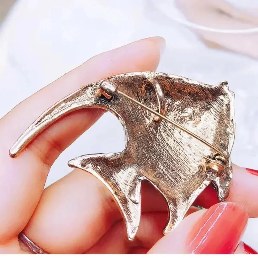 Blue Fish Crystal Brooch